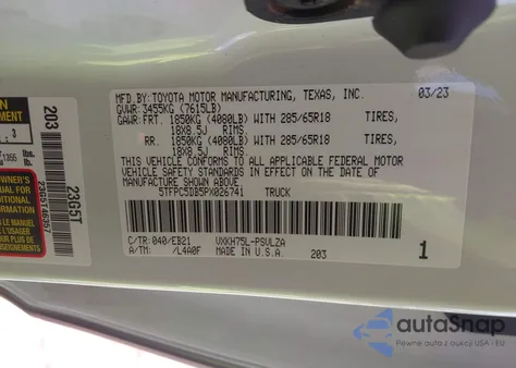 2023 Toyota Tundra Hybrid Trd Pro from USA, damaged, VIN 5TFPC5DB5PX026741